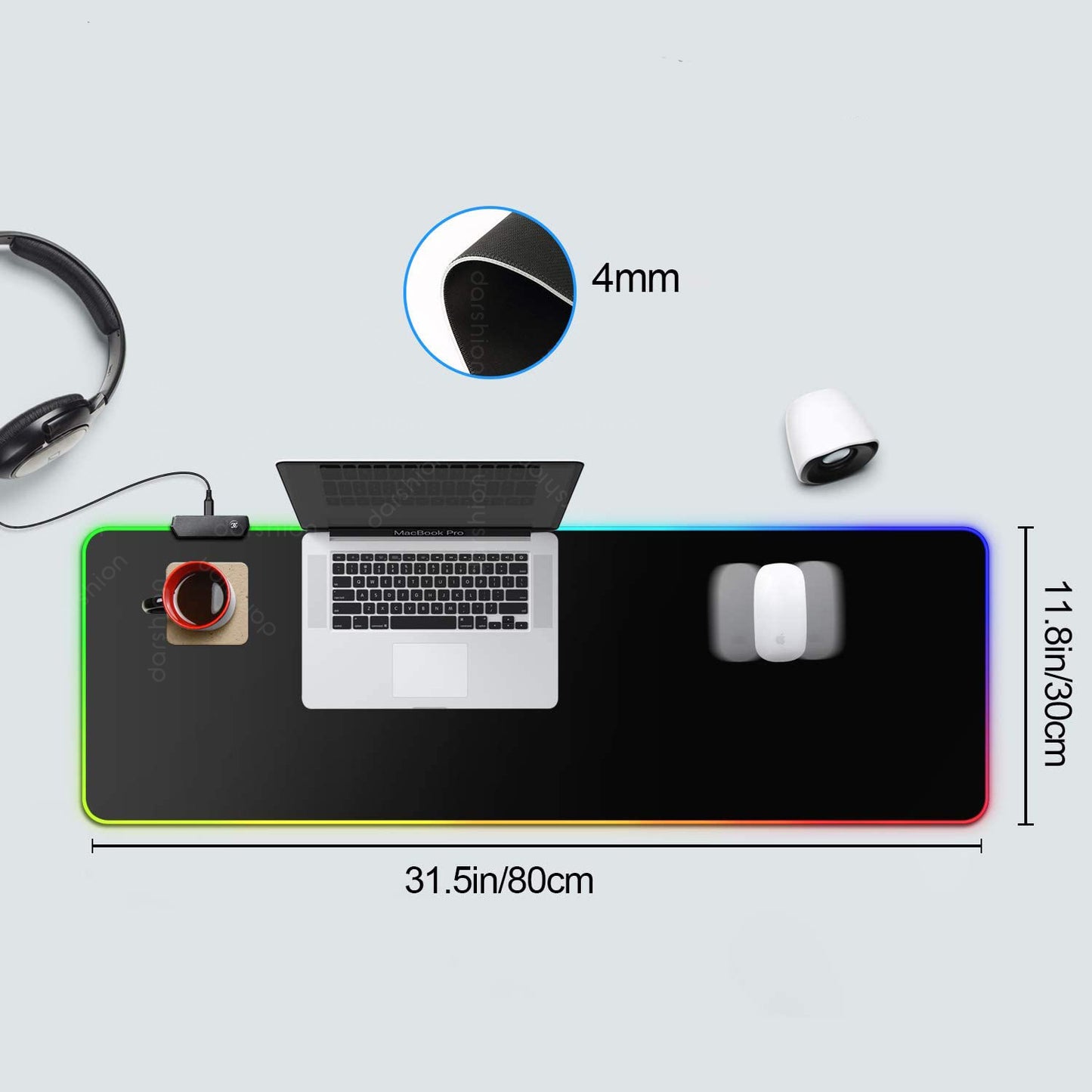 Leuchtendes RGB-Mauspad, leuchtende Symphony-LED-Tischmatte aus Gummi