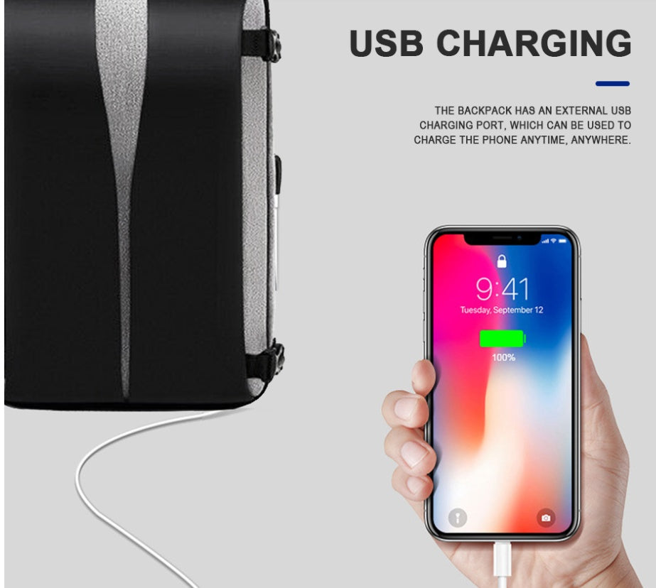 Diebstahlsicherer, wandelbarer USB-Lade-Rucksack 